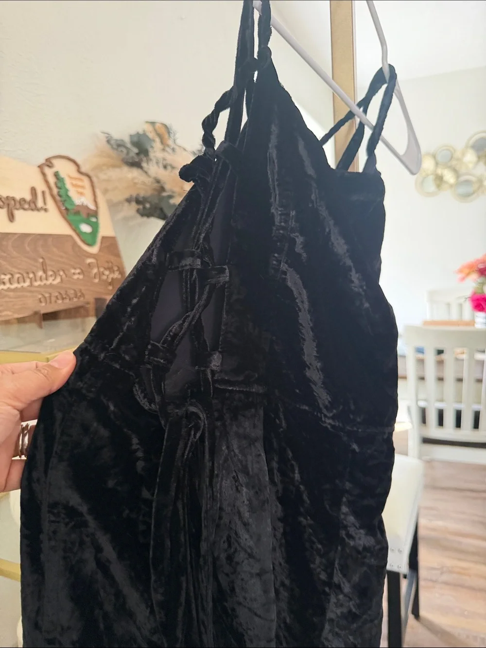 Free People Black Velvet Strappy-Back Jumpsuit